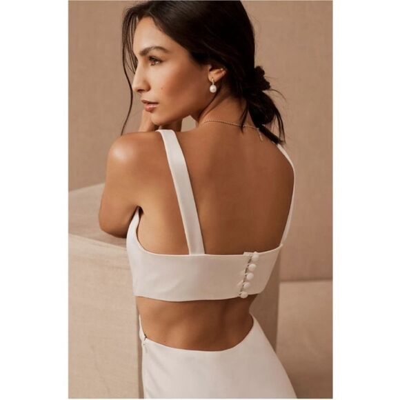 Sachin & Babi Sierra V-Neck Cutout Satin Dress by BHLDN NWT 2 - Picture 5 of 12